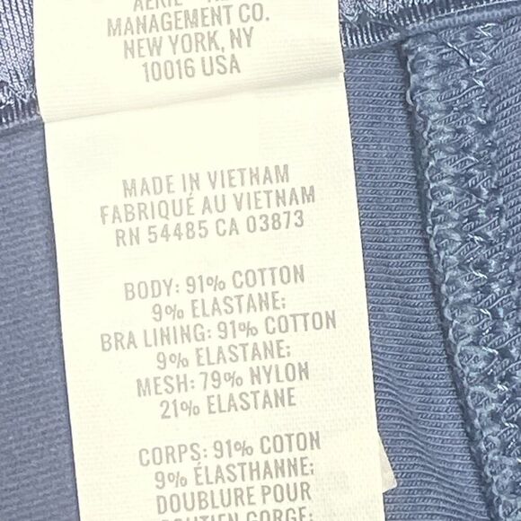 Aerie French Blue Square Neck Ribbon Detail Bralette N0464 - Picture 4 of 5